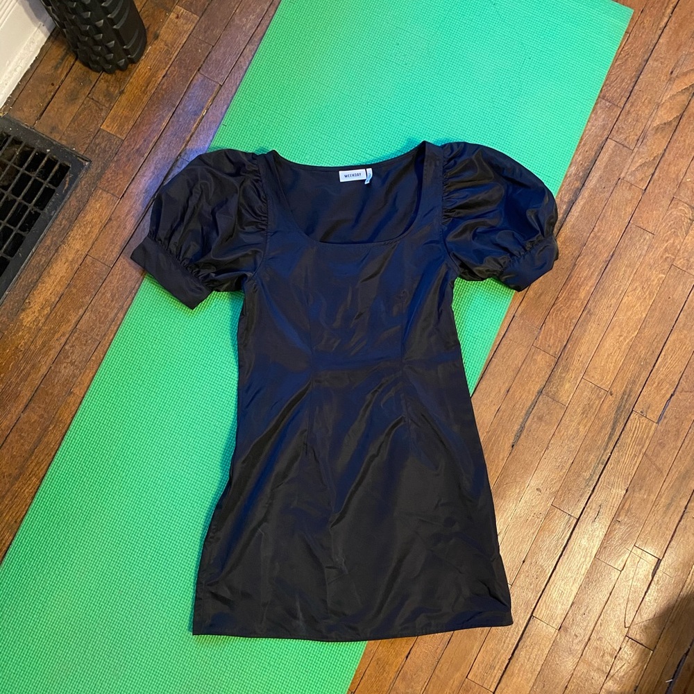 Weekday black puff sleeve mini dress